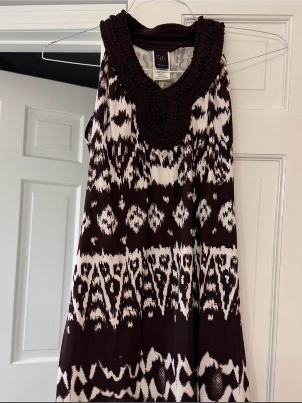 Wrapper Black & White Crochet Yoke Dress
